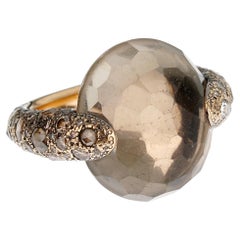 Pomellato Tango Smoky Quartz 18k Rose Gold Diamond Cocktail Ring Sz 8