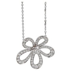 Van Cleef & Arpels Flowerlace Diamond Pendant Necklace in 18k White Gold