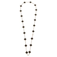 Van Cleef Arpels Vintage Alhambra 20-Motif Onyx 18k Gold Necklace