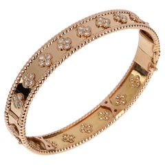 Van Cleef & Arpels Perlee Clovers Rose Gold Diamond Large Bracelet