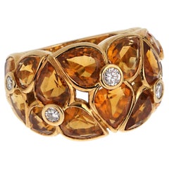 Van Cleef & Arpels Vintage Citrine Diamond Flower Cocktail Vintage Ring