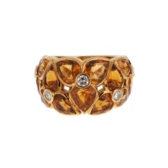 Van Cleef & Arpels Vintage Citrine Diamond Flower Cocktail Vintage Ring