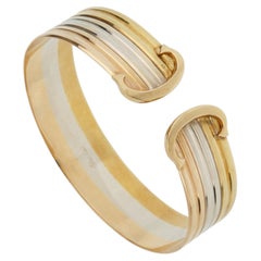Cartier Vintage Double C de Cartier Tri-Color Gold Cuff Bracelet 18K