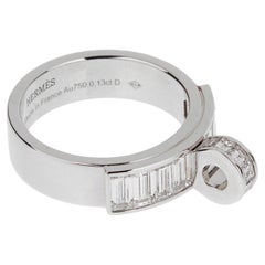 Hermes Kelly 18k White Gold Baguette Diamond Ring Sz 6