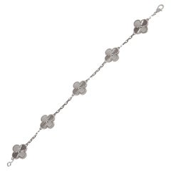 Van Cleef & Arpels Vintage Alhambra Guilloche 5 Motif Bracelet 18K White Gold