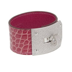 Hermes Kelly Bracelet Alligator 6.75ct Diamond 18K White Gold Hardware
