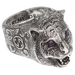 Gucci Anello in argento con zircone viola taglia 6 1/2