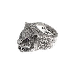 Gucci Anello in argento con zircone viola taglia 6 1/2