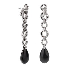 Fawaz Gruosi de Grisogono Diamond 18k White Gold Ceramic Drop Earrings