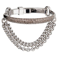 Hermes Sterling Silver 3.07ct Diamond Bangle Bracelet Circa 2015
