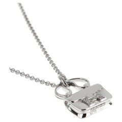 Hermes Constance Amulettes 18k White Gold Diamond Charm Pendant Necklace