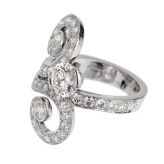 Anillo de cóctel Cartier francés con diamantes de 2,78 ct, en oro blanco de 18 k, talla 6