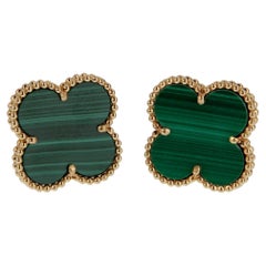 Van Cleef & Arpels Magic Alhambra Malachite Earrings 18K Yellow Gold