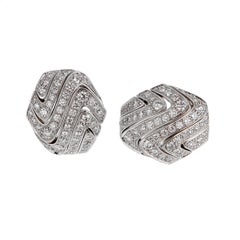 Cartier Diamond Swirl 18k White Gold Clip-On Earrings