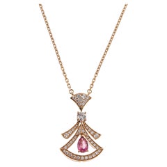 Bvlgari Divas' Dream Necklace 18k Rose Gold Rubellite Diamond Openwork Pendant