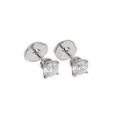 Orecchini a bottone con diamanti Cartier in platino, 1,00 ct in totale, certificati GIA