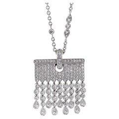 Chopard Diamond Tassel Drop 18k White Gold Sautoir Pendant Necklace