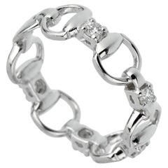 Gucci Anello con diamante Horsebit in oro bianco 18 carati Sz 5