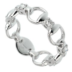 Gucci Anello con diamante Horsebit in oro bianco 18 carati Sz 5