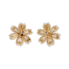 Van Cleef & Arpels Rose de Noel Small White Mother of Pearl Diamond Yellow Gold