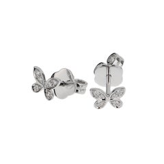 Graff Pave Butterfly Diamond Mini Stud Earrings 18k White Gold