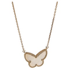Van Cleef & Arpels Lucky Alhambra Butterfly Mother of Pearl Pendant Necklace