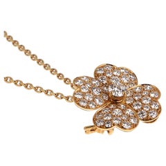 Van Cleef & Arpels Cosmos Diamond Brooch Pendant Necklace — 18k Yellow Gold