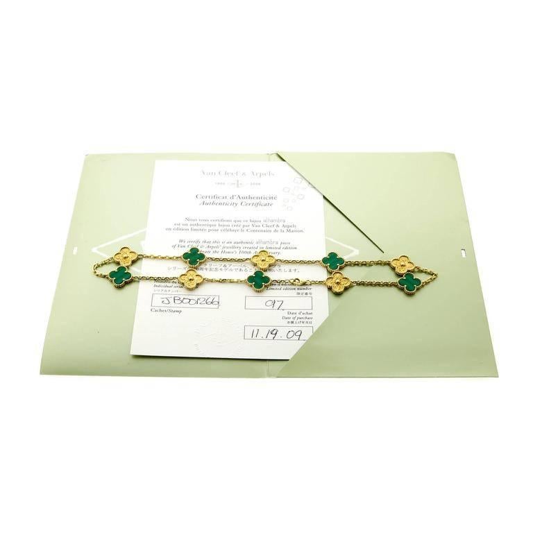 A special release by Van Cleef Arpels and limited to only 100 pcs this magnificent Malachite necklace is crafted in 18k yellow gold and perfect for any VCA collector. Accompanied by Van Cleef Arpels documents.

The necklace measures 16