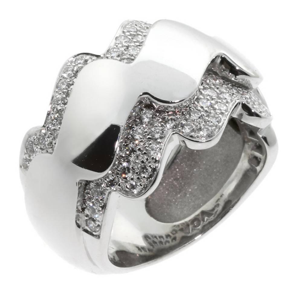 Van Cleef & Arpels Diamond Gold Wave Ring For Sale