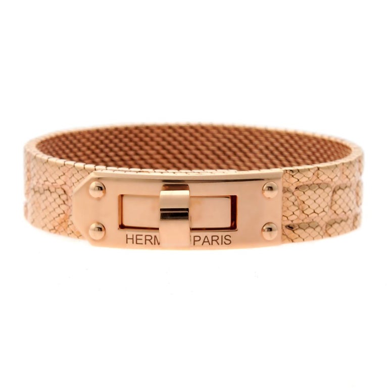 Hermes Kelly Rose Gold Bracelet For Sale at 1stdibs