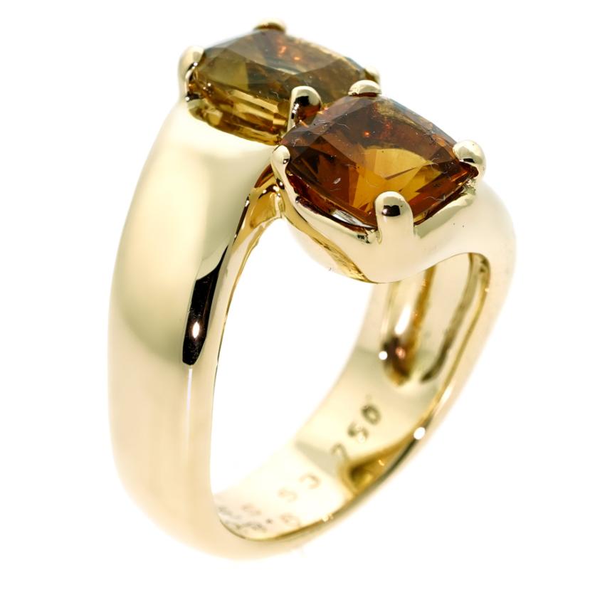 Hermes Citrine Crossover Gold Ring