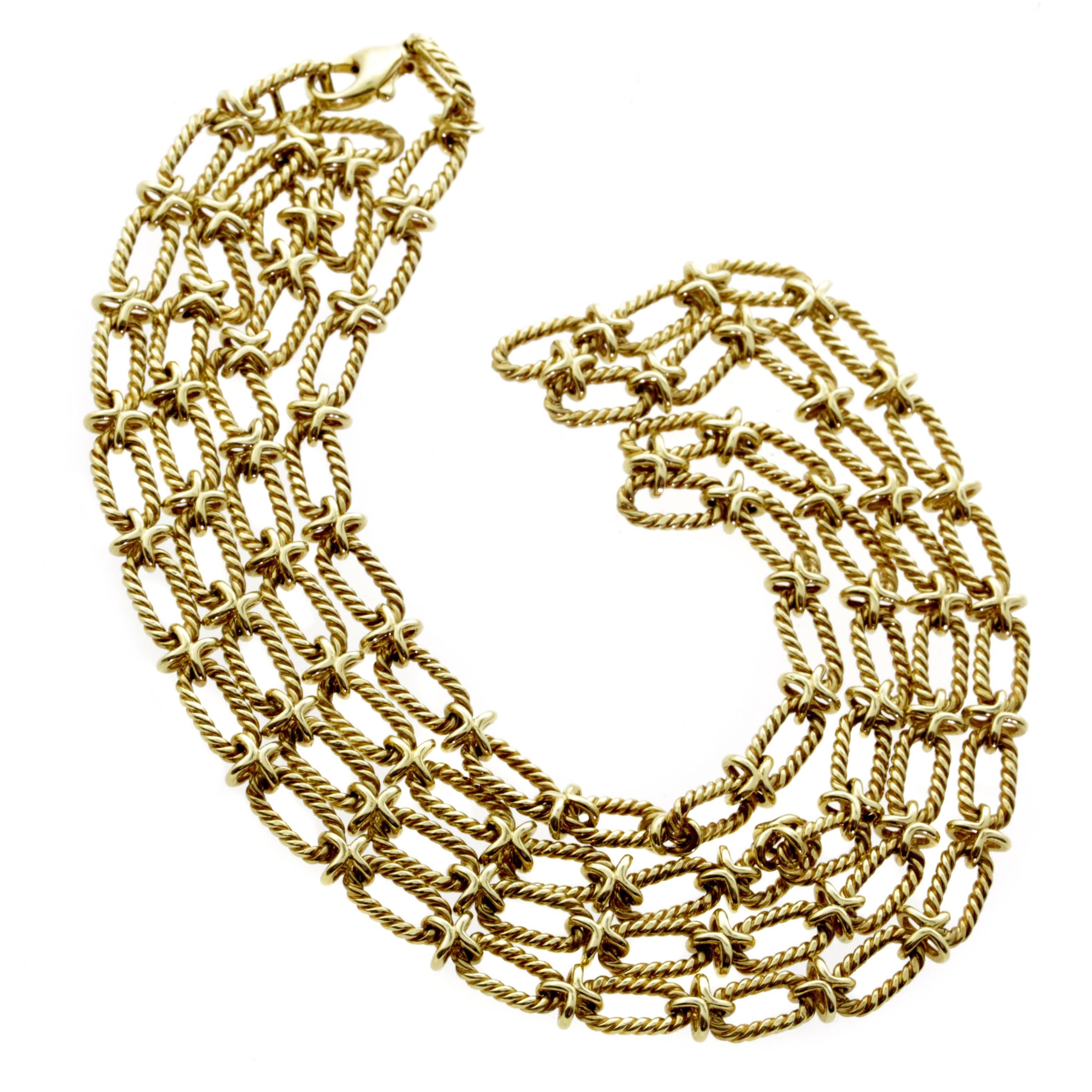 Tiffany & Co. Woven Gold Sautoir Necklace In Excellent Condition In Feasterville, PA