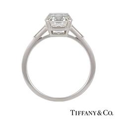 1940s Tiffany & Co. GIA Certified 3.48 Carat Emerald Cut Diamond Palladium Ring