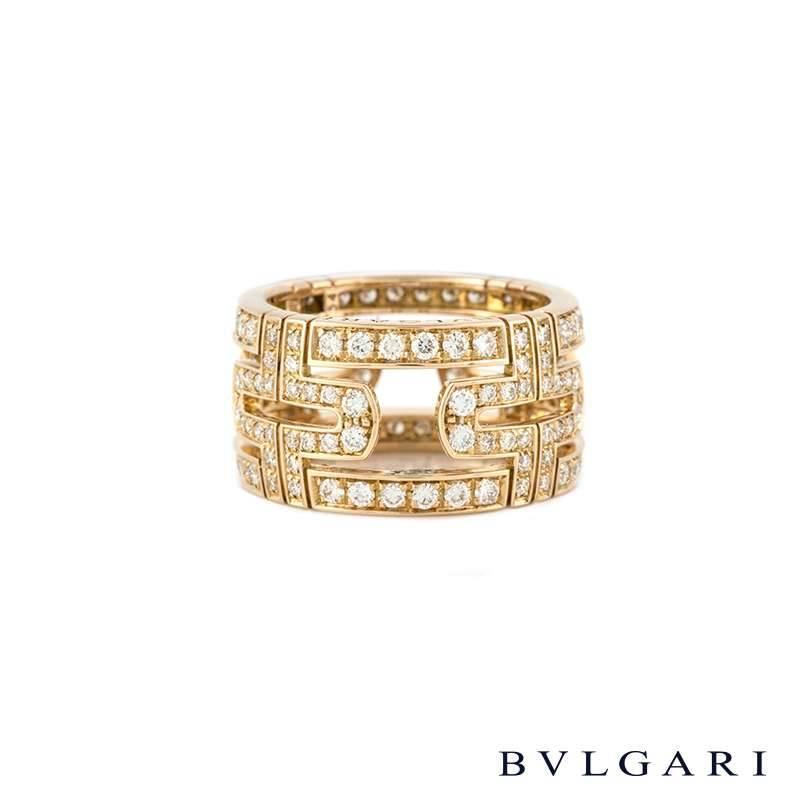 Bulgari Rose Gold Diamond Parentesi Ring For Sale at 1stdibs