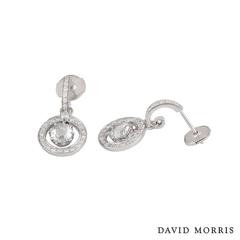David Morris Platinum Diamond Drop Earrings 1.44 Carat