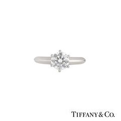 Classic Tiffany & Co. Round Brilliant Cut Diamond Platinum Ring 1.07 Carat