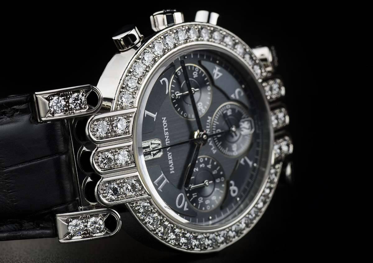 Men's Harry Winston Platinum Diamond Premier automatic Chronograph Wristwatch