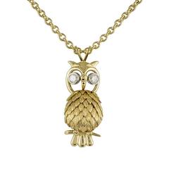 Gold Diamond Set Owl Pendant