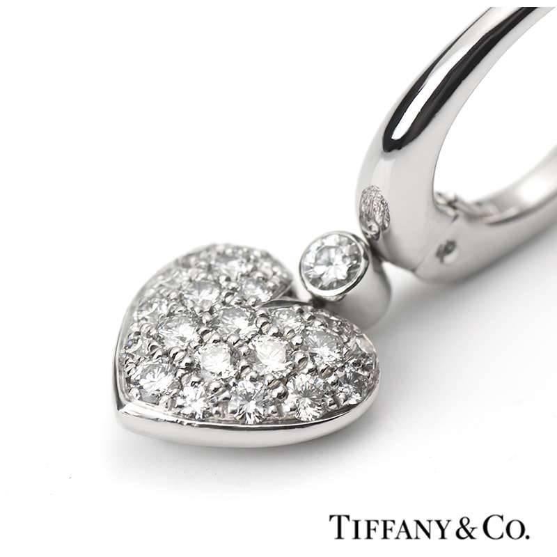 A pair of Tiffany & Co. heart drop earrings in platinum with pave set round brilliant cut diamonds totalling 0.50ct.

The earrings come complete with a RichDiamonds presentation box and our own certificate of authenticity.