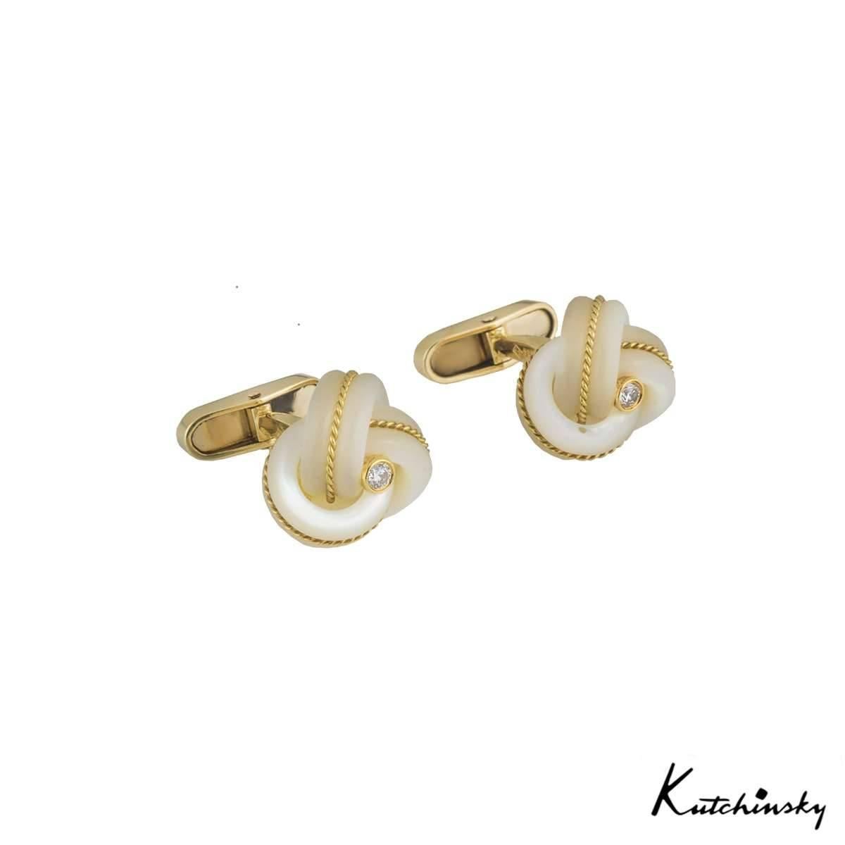 Kutchinsky Pearl and Diamond Cufflinks In Excellent Condition In London, GB