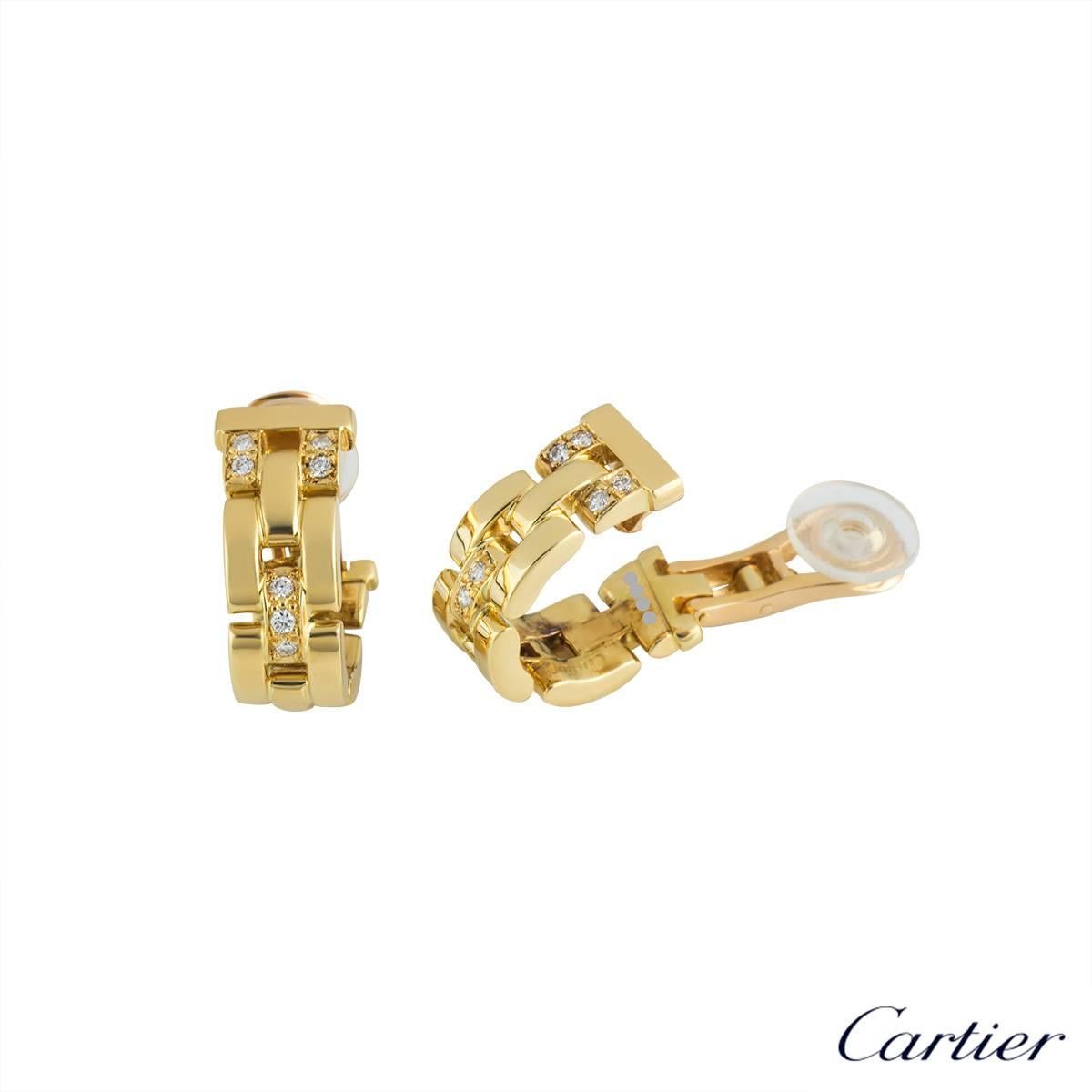 Cartier Maillon Panther Diamond and Gold Earrings In Excellent Condition In London, GB