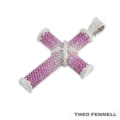 Theo Fennell Diamond and Pink Sapphire Cross Pendant 1.61ct