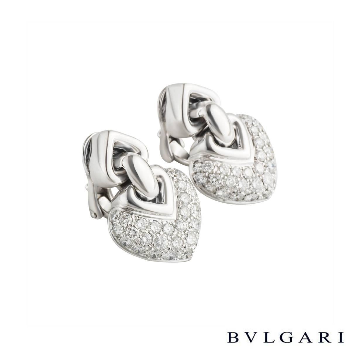 Bulgari Doppio Cuore Diamond Earrings 2.00 Carat In Excellent Condition In London, GB
