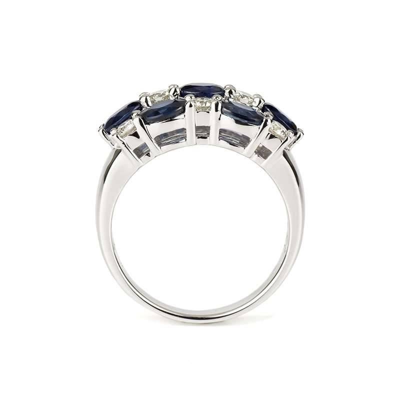 Checkerboard Diamond Sapphire Ring In Excellent Condition In London, GB