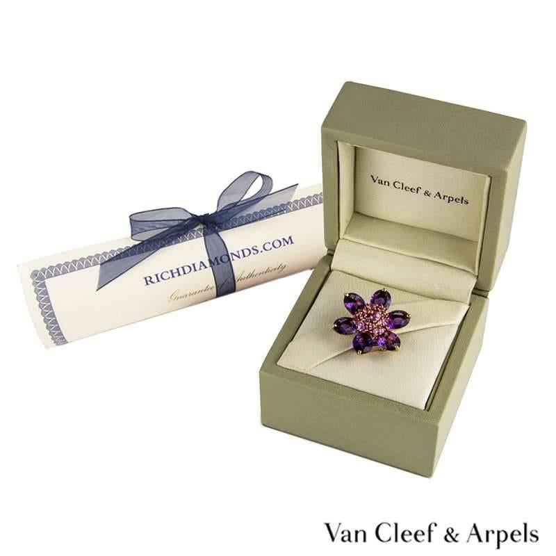 Van Cleef & Arpels Hawaii Pink Sapphire and Amethyst Brooch In Excellent Condition In London, GB