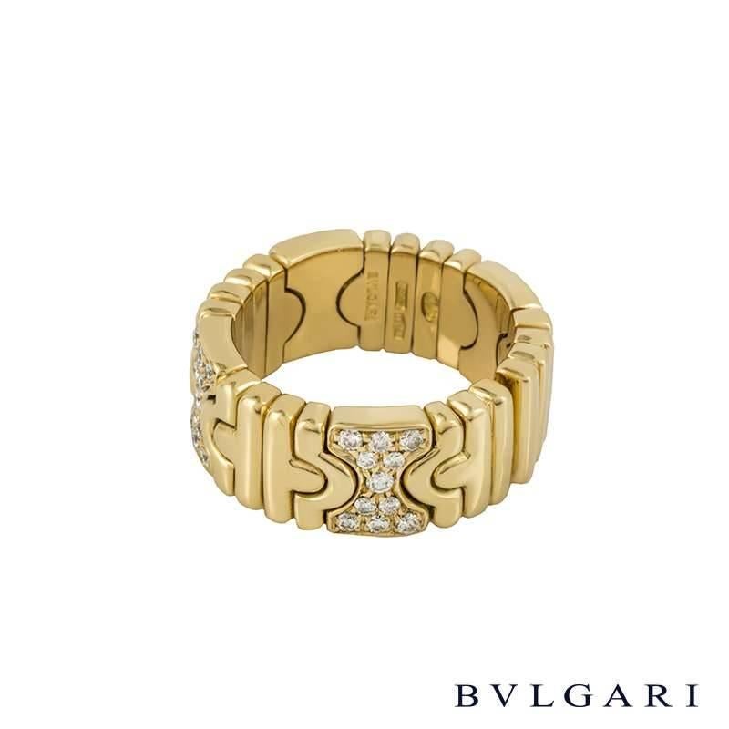 Bulgari Parentesi Diamond and Yellow Gold Ring In Excellent Condition In London, GB