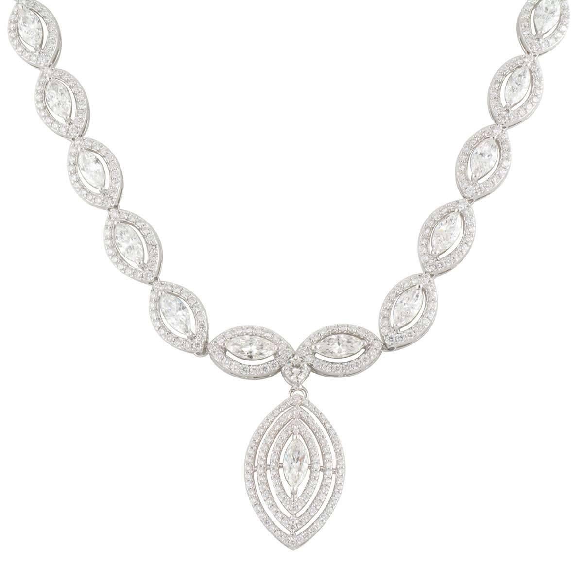 Exquisite Marquise Cut Diamond Necklace For Sale