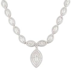 Exquisite Marquise Cut Diamond White Gold Necklace 11