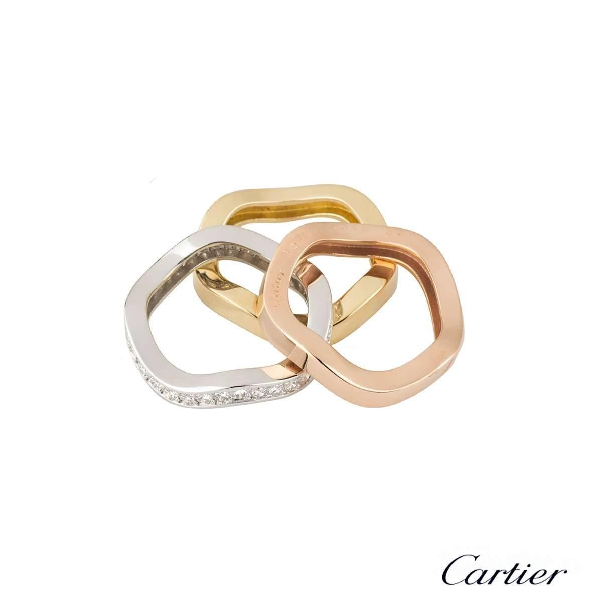 Cartier Diamond Gold Trinity Stacker Rings In Excellent Condition In London, GB