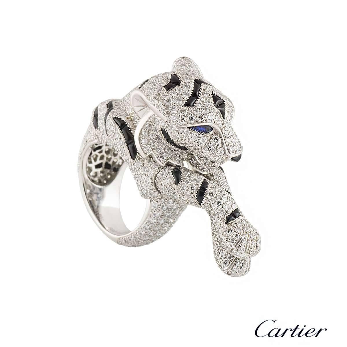 Cartier Pantheré Onyx Sapphire Diamond Platinum Ring 4